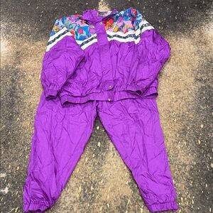 Pinstripe Petites VINTAGE purple tracksuit |womens lg
